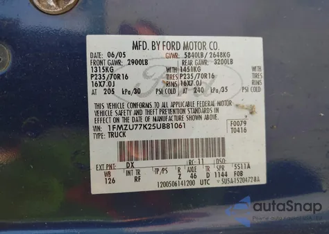 2005 Ford Explorer Sport Trac Adrenalin/Xls/Xlt from USA, damaged, VIN 1FMZU77K25UB81061